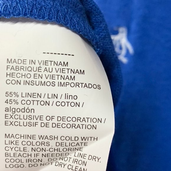 Original Penguin Blue Linen Heritage Slim Fit Polo - Picture 9 of 9